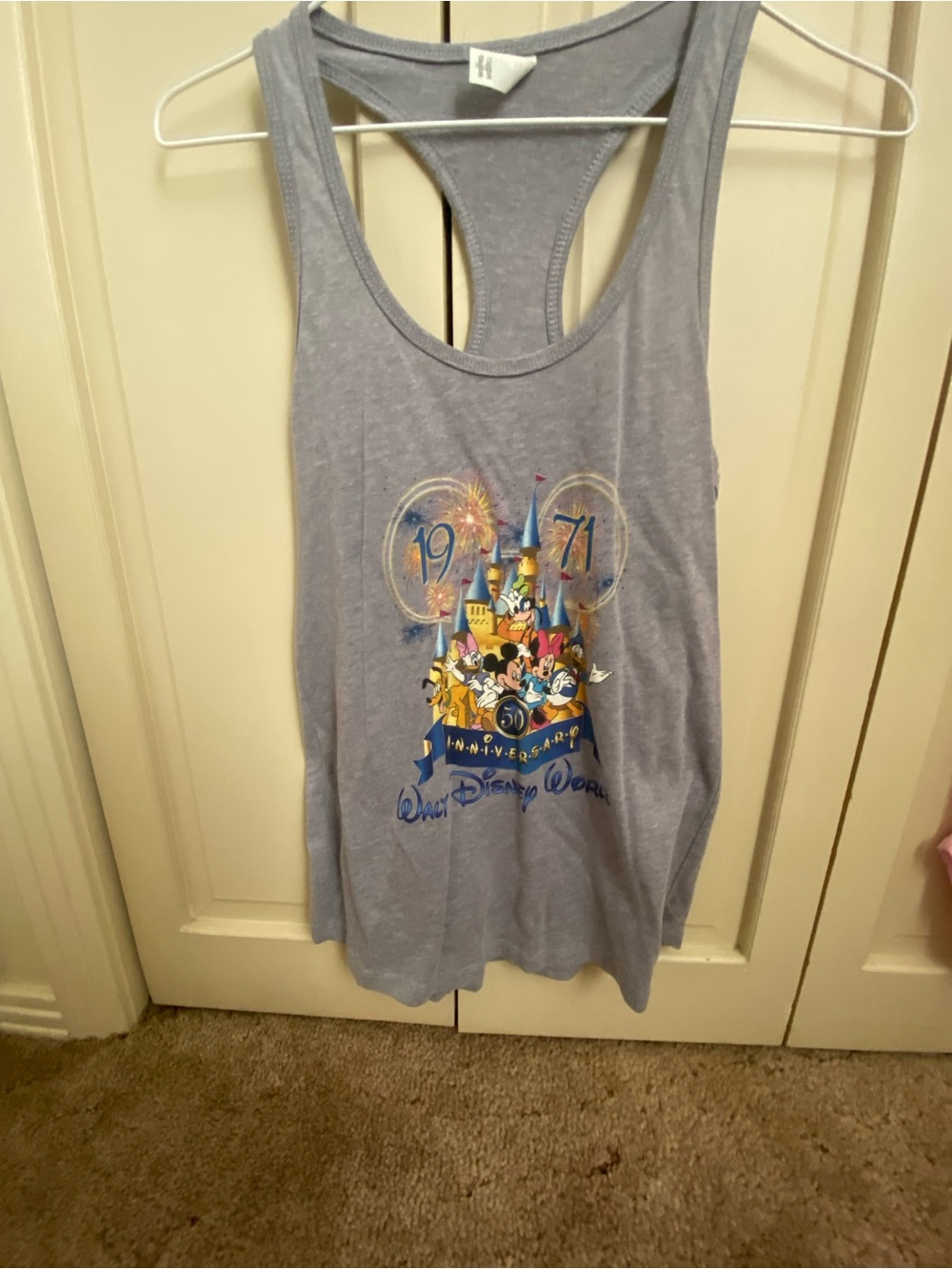 Disney Light Grey Racerback Tank with Castle Anniversary Print